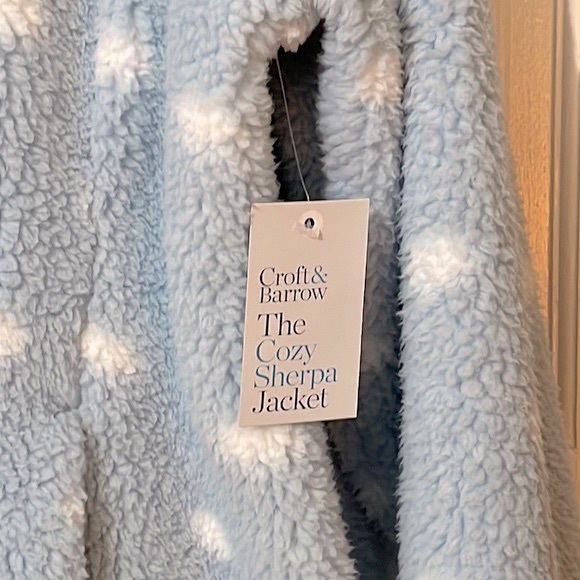 Soft & Fuzzy Blue & White Croft & Barrow Sherpa Fleece Jacket, Sz XL, NWT - Picture 7 of 10